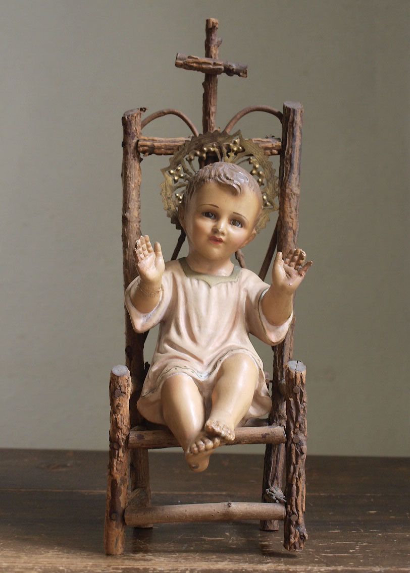 Divino Niño Jesús Te Amo - Etsy Infant Child Jesus Sitting Wooden Chair Nino Christ Gl